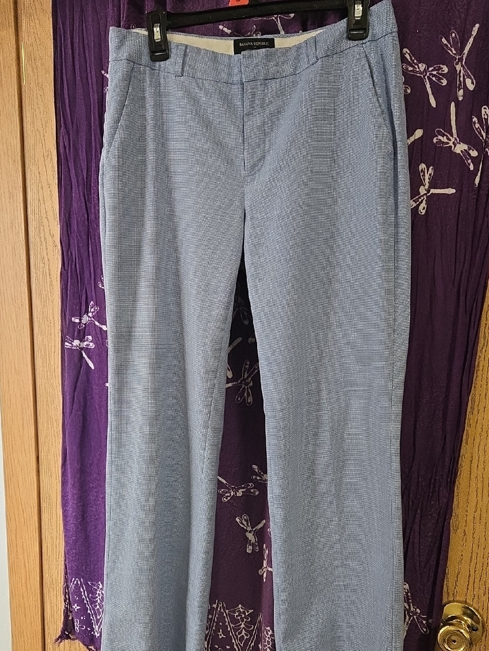 Banana Republic Light Blue Textured Straight-Leg Pants